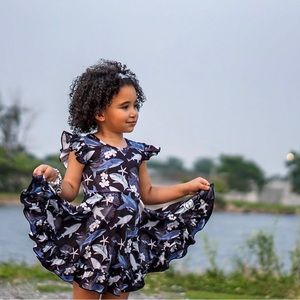 Flutter Sleeve Shark Twirl Dress